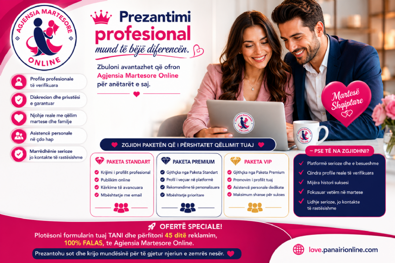 Prezantimi profesional mund të bëjë diferencën. Zbuloni avantazhet që ofron Agjensia Martesore Online për anëtarët e saj.